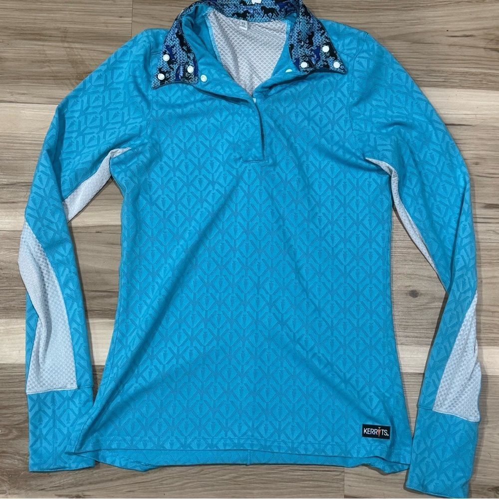 Kerrits Always Cool Ice Fil Long Sleeve Shirt Blue Women’s XS Equestrian - Picture 1 of 4